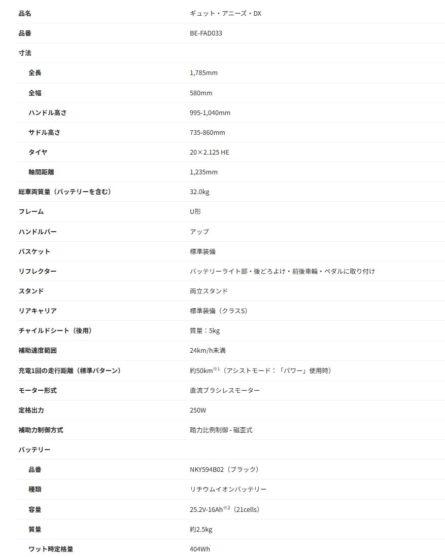 仕様一覧