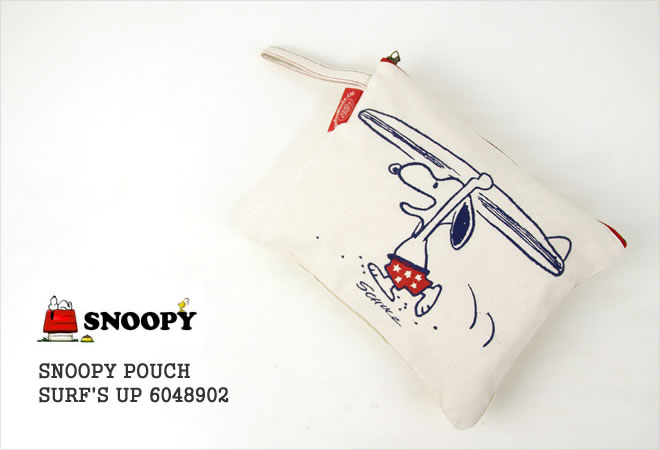 スヌーピー Snoopy コットンキャンバスクラッチバッグ ポーチ 刺繍 小物入れ Surf S Up メール便可能 通販可能 広島市正規取扱店 J S Company