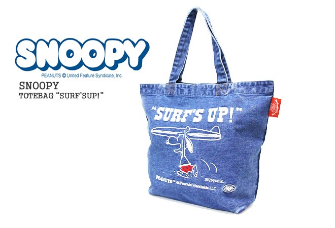 スヌーピー Snoopy デニムトートバッグ エコバッグ 刺繍 Tote Bag Snoopy Surf Sup 1点のみメール便可能 通販可能 広島市正規取扱店 J S Company
