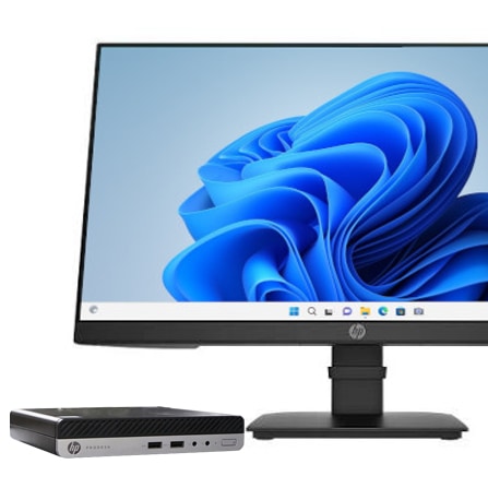 HP ProDesk 400 G5 DM(1243141)【超小型デスク】【23.8インチワイド HP P24 G4】【Win11 64bit】【Core i3 9100T