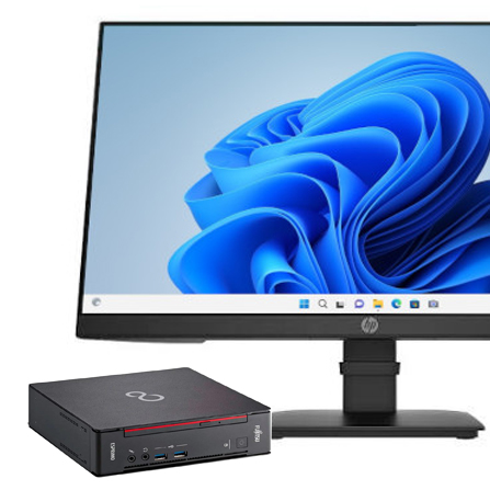 富士通 ESPRIMO Q558/B(1243152)【超小型デスク】【23.8インチワイド HP P24 G4】【Win11 64bit】【Core i5 9500