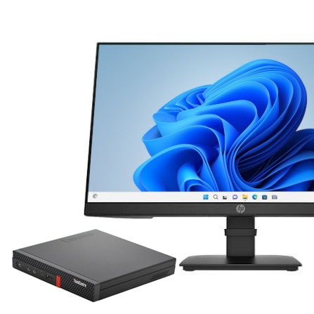 lenovo ThinkCentre M720q(1243201)【超小型デスク】【23.8インチワイド HP P24 G4】【Win11 64bit】【Core i3 8