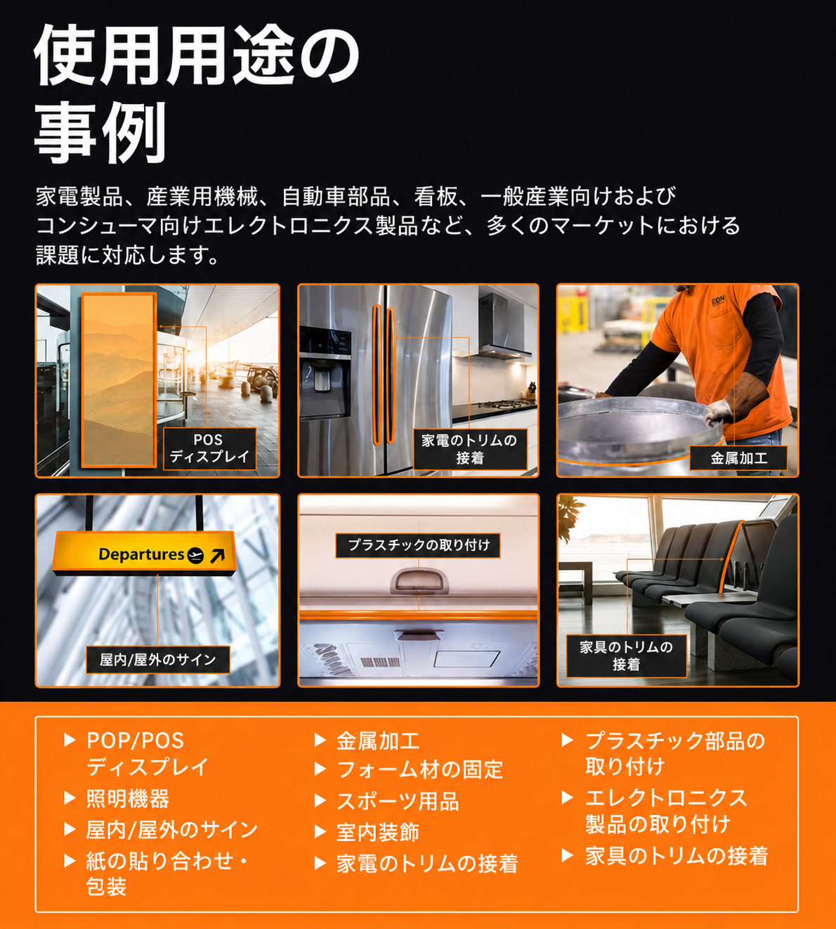 GPT-020F 両面粘着テープ 使用用途の事例