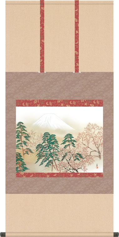 掛け軸 掛軸 横山大観（よこやまたいかん）・-霊峰四趣・春（れいほう