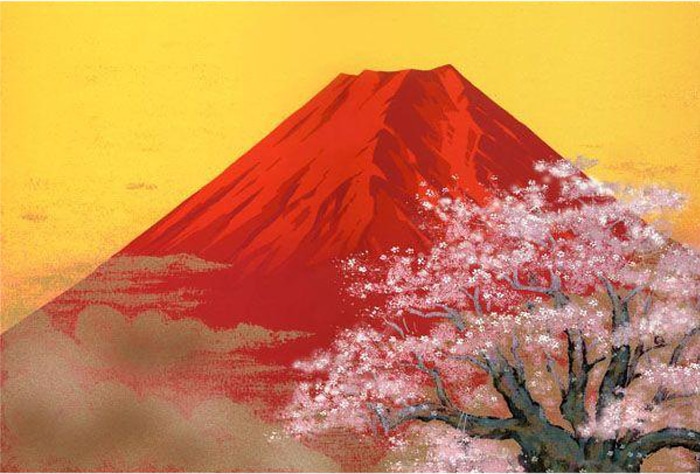 絵画 吉岡浩太郎 吉祥赤富士桜 版画 インテリア | 吉岡浩太郎 | 絵画