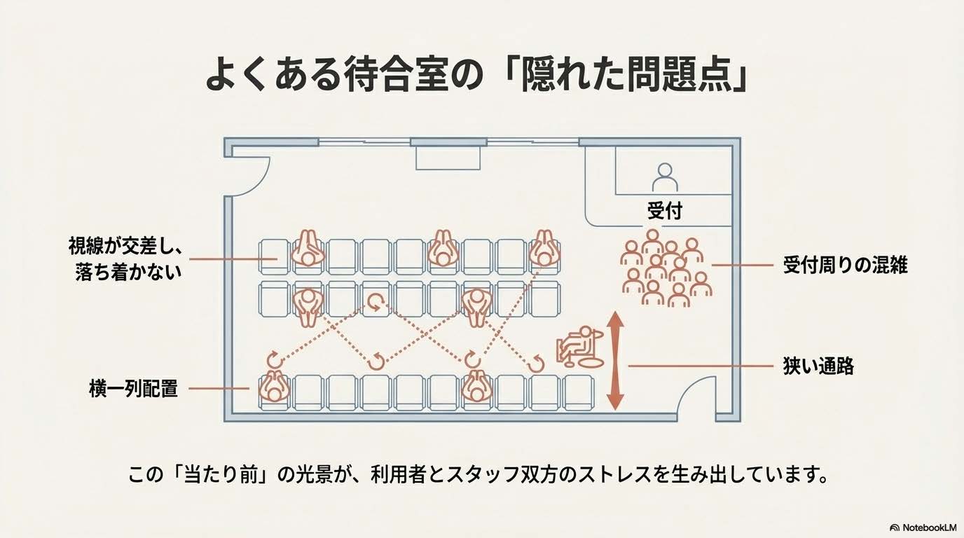 動線が悪い待合室レイアウト例