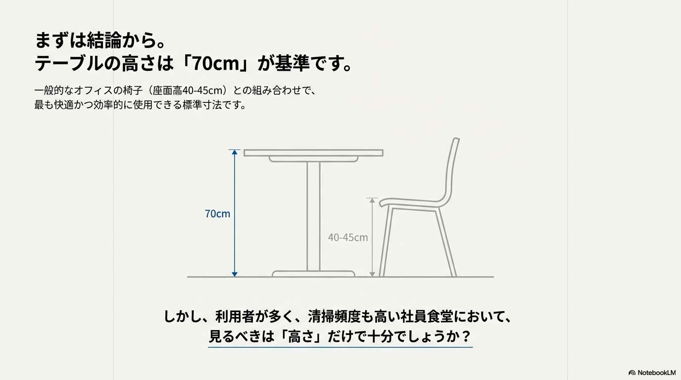 テーブルの高さ70cmの解説