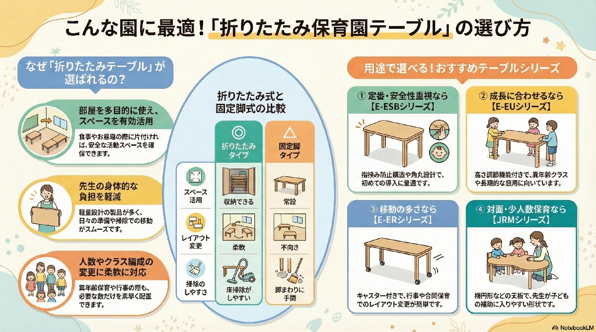 折りたたみ保育園テーブルが選ばれる理由とおすすめシリーズ