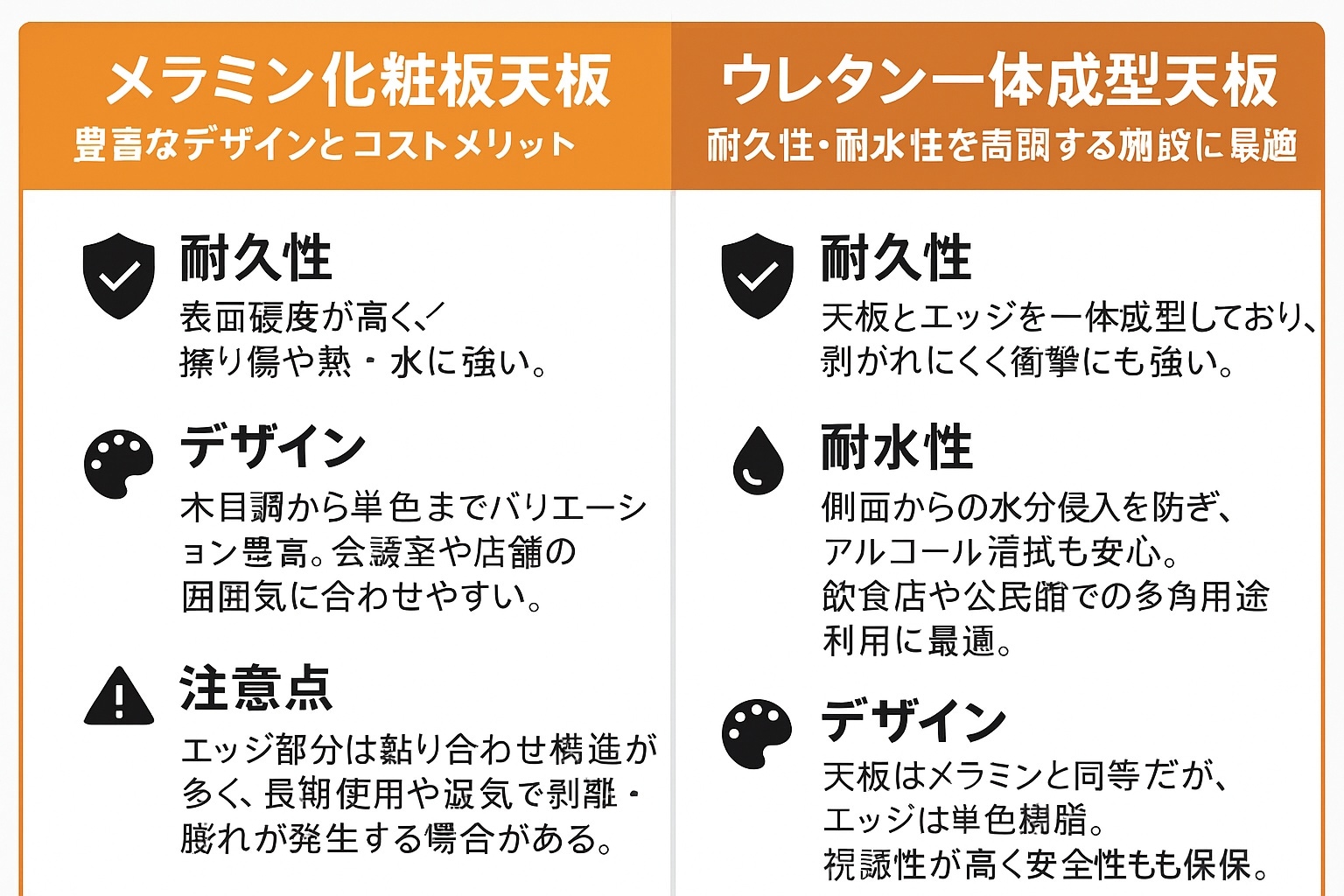 メラミン化粧板天板｜豊富なデザインとコストメリット