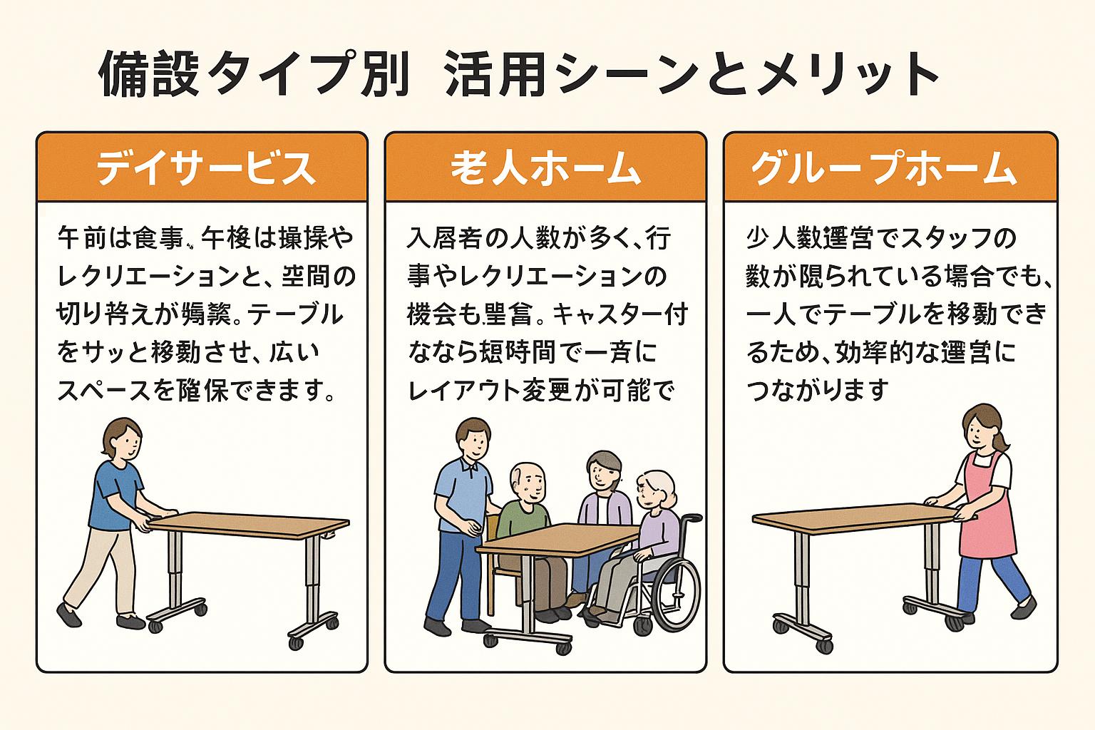 介護施設タイプ別 活用シーンとメリット