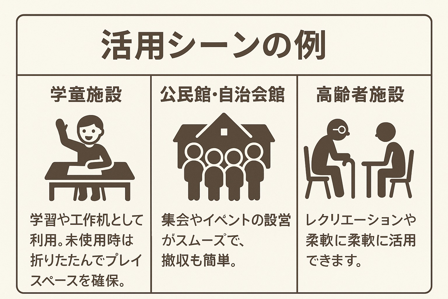 折りたたみテーブルの活用シーン