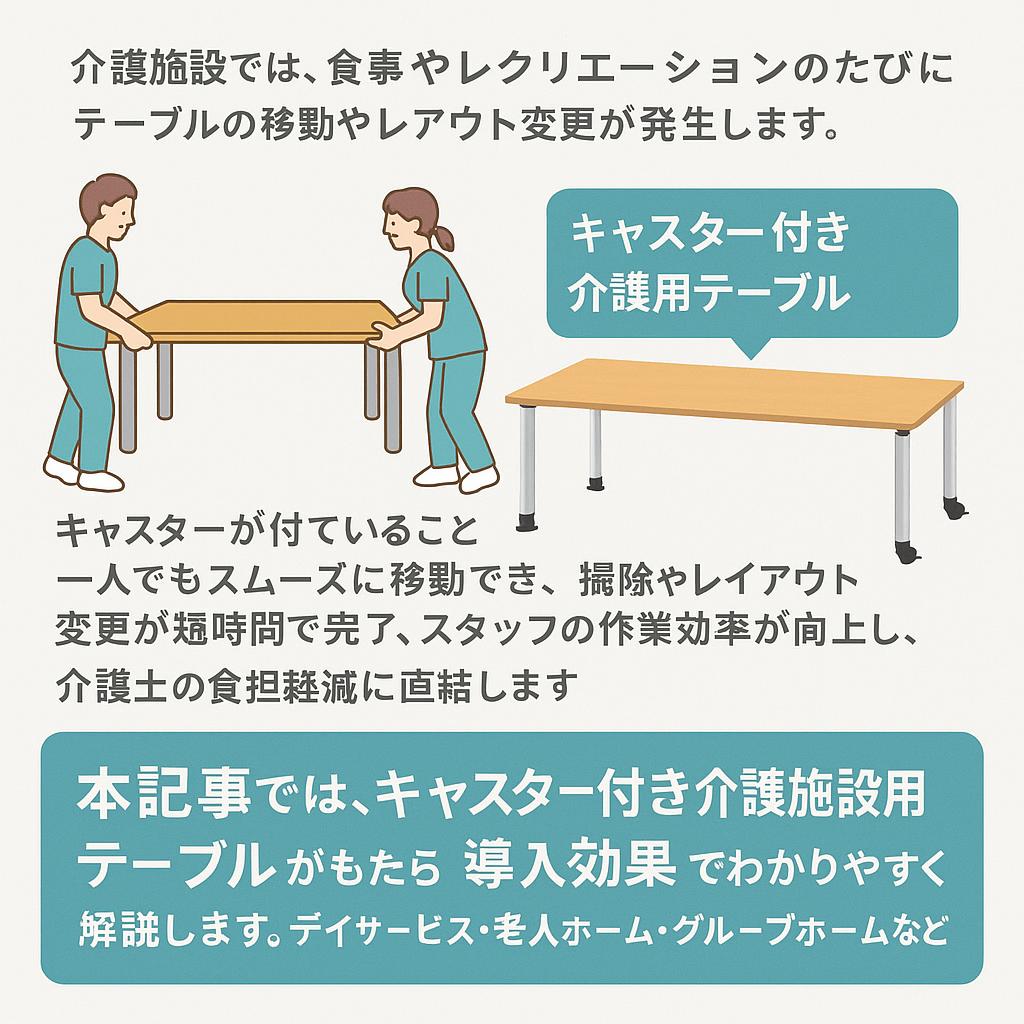 キャスター付き介護施設テーブルの導入効果