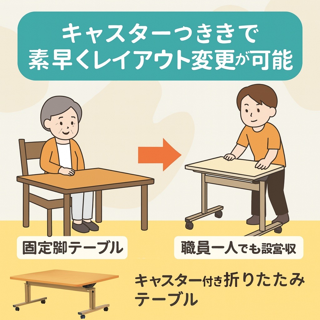 キャスター付き介護テーブルの説明