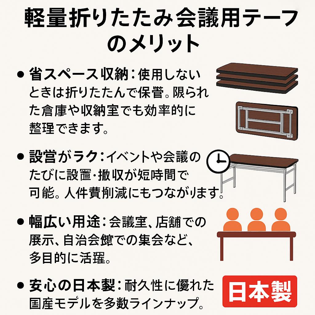 軽量折りたたみ会議用テーブルのメリット バナー