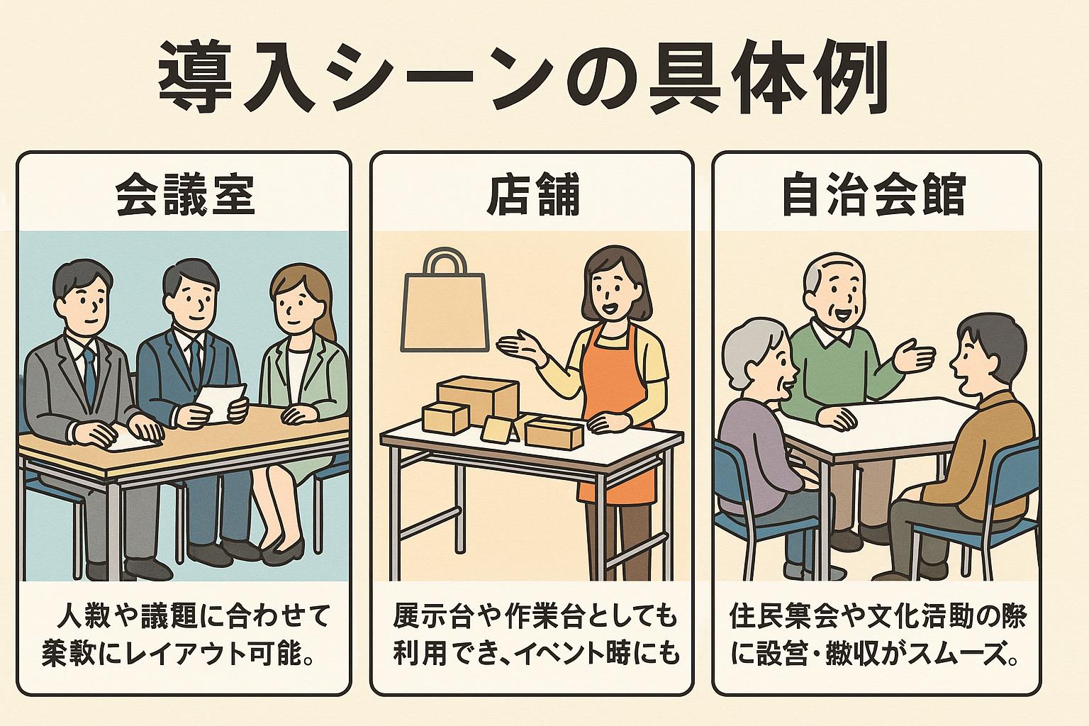 折りたたみ会議用テーブル 導入シーンの具体例
