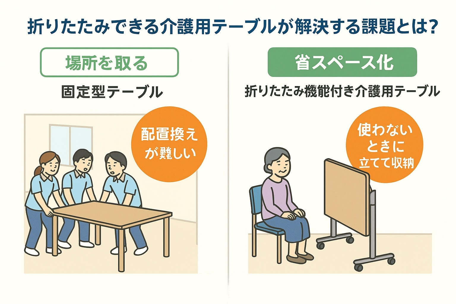 介護用テーブルのキャスター付きのすすめ
