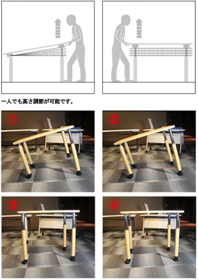 介護用テーブル E-FITシリーズ 高さ調整の仕方