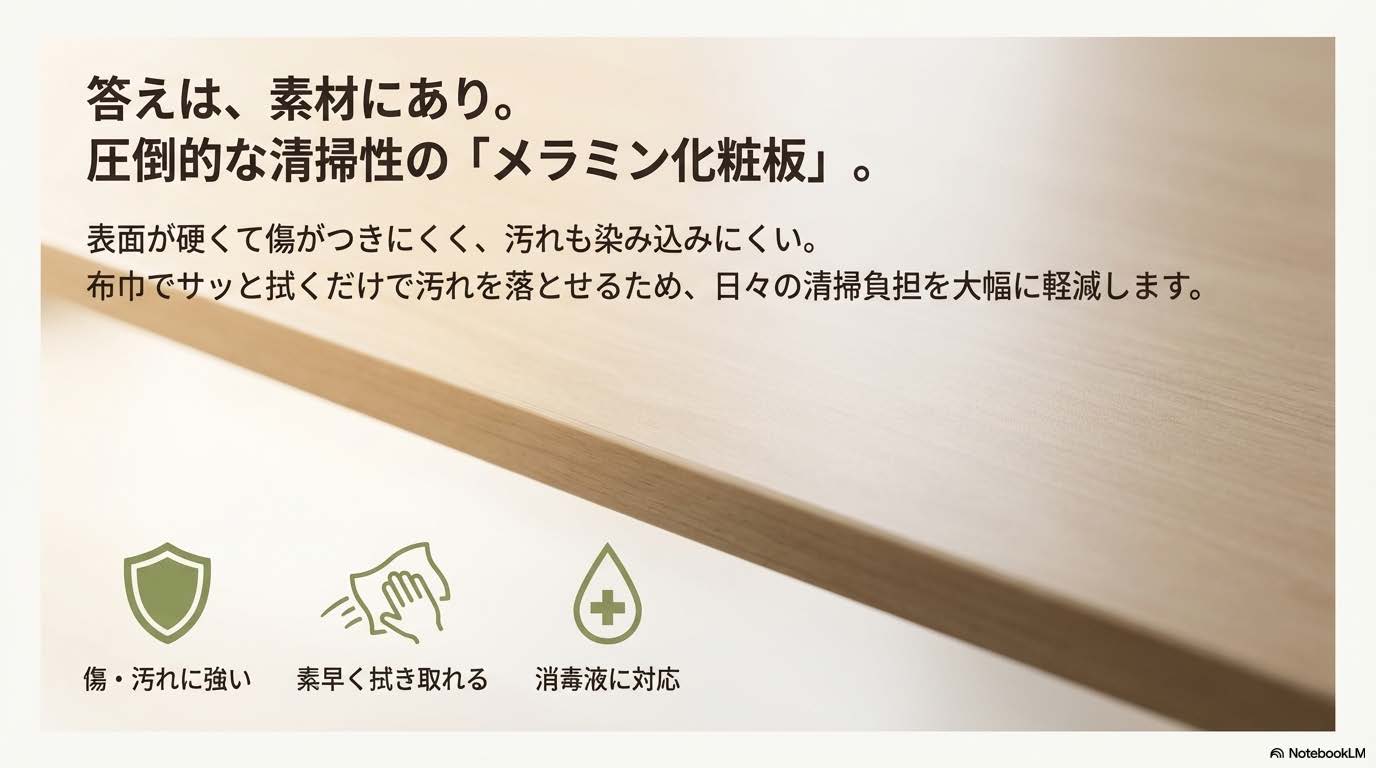子どもたちの安全と衛生管理を両立する保育園テーブルと先生のイメージ