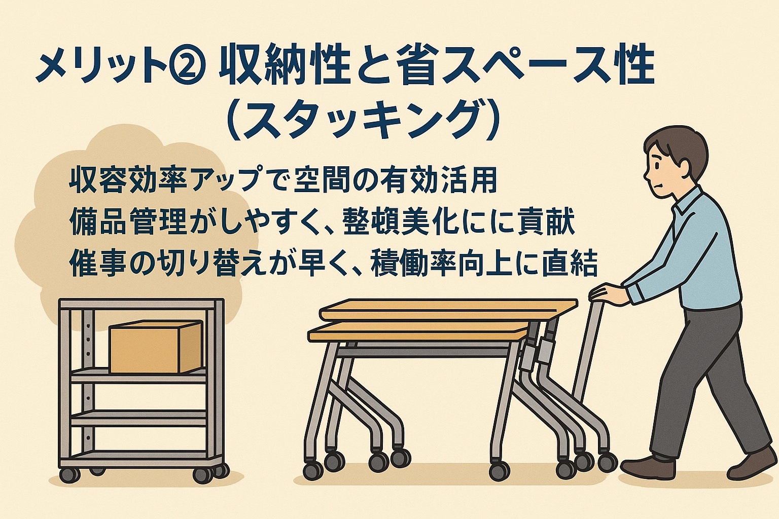 スタッキングテーブルのメリット - ガジェットオフィス家具店