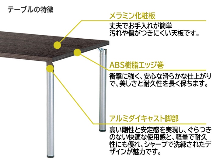 ミーティングテーブル 会議用テーブル E-GK-1212Q W1200xD1200xH700mm 