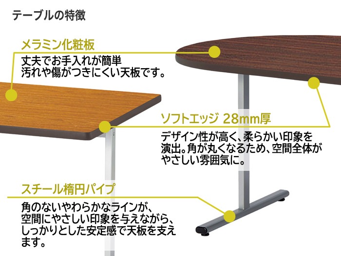 会議用テーブル E-KRT 天板質感 メラミンで傷汚れに強い