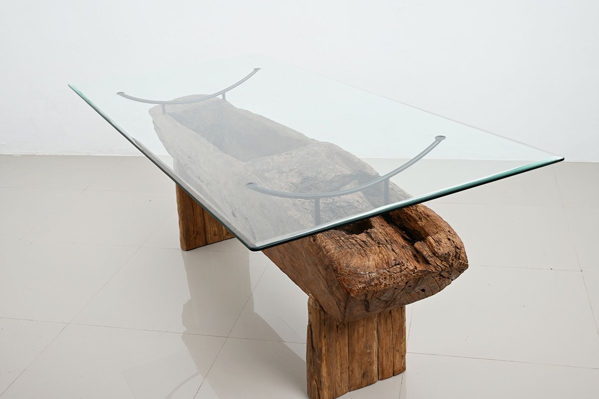古木ガラスダイニングテーブル(W180)
