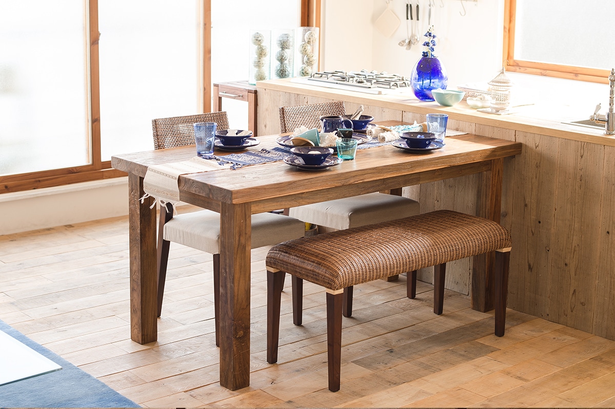 CHISTA/オールドチーク ダイニングテーブル (4本脚) (W180)