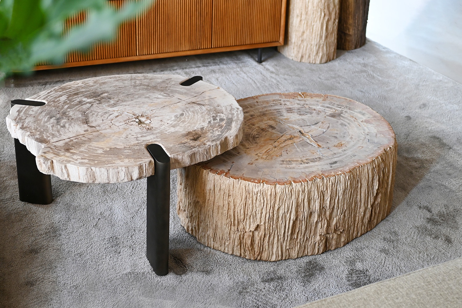 木化石アイアンローテーブル