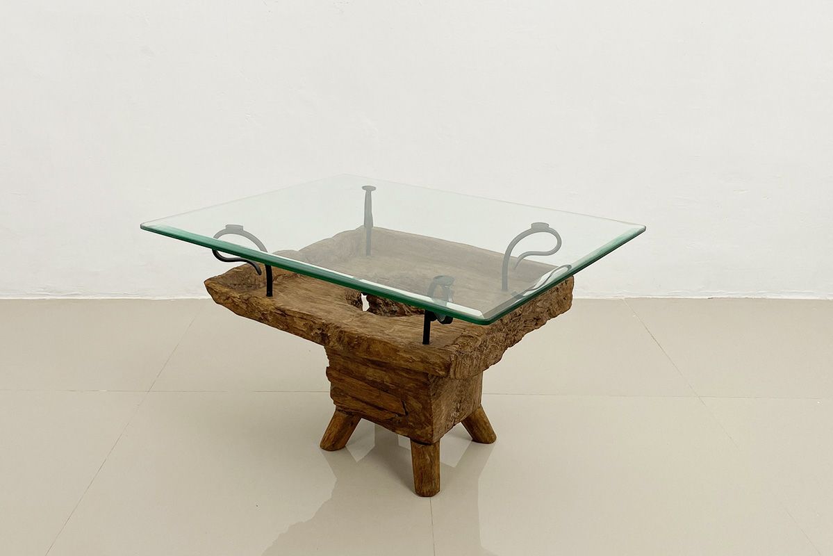 古木ガラス ローテーブル(W70)ナチュラル