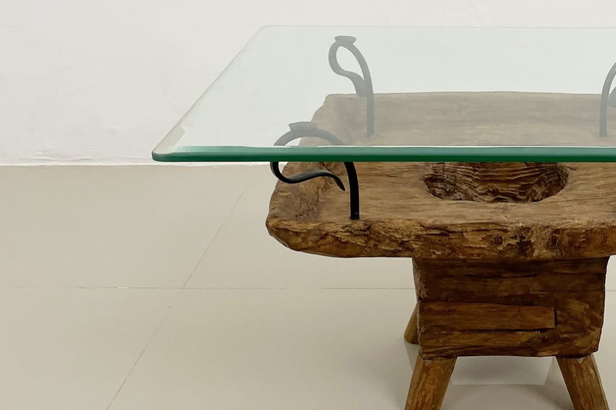 古木ガラス ローテーブル(W70)ナチュラル