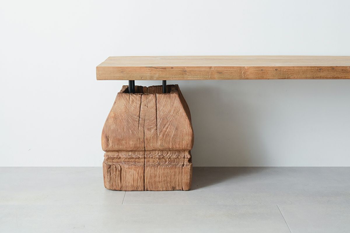 UKKO/チーク古材 アンティークピラー ローボード