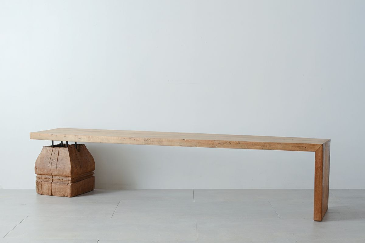 UKKO/チーク古材 アンティークピラー ローボード