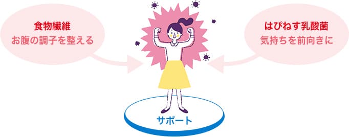 食物繊維 お腹の調子を整える はぴねす乳酸菌 気持ちを前向きに