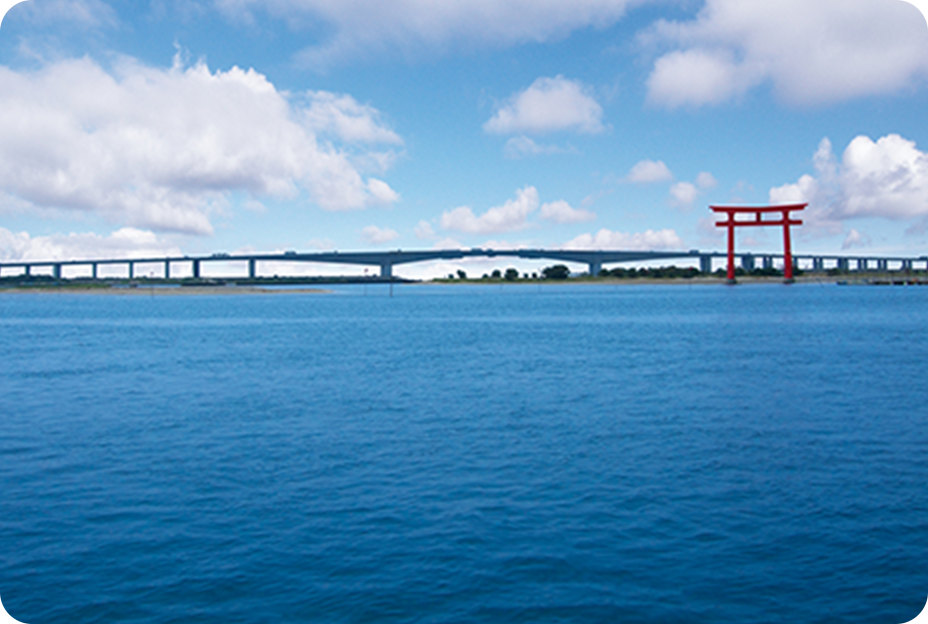 海と鳥居の景色