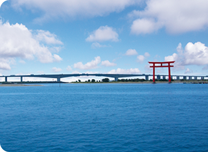 海と鳥居の景色