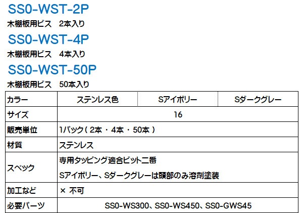 可愛いクリスマスツリーやギフトが！ SS0-WST-4P Sダークグレー 木棚板用ビス