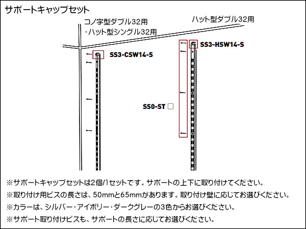 ハット型ダブルサポート シューノ32 SS3-HWF-14 1200mm | 収納でヨクスル,シューノでヨクスル,シュ－ノ32,単品パーツ | ヨクスル