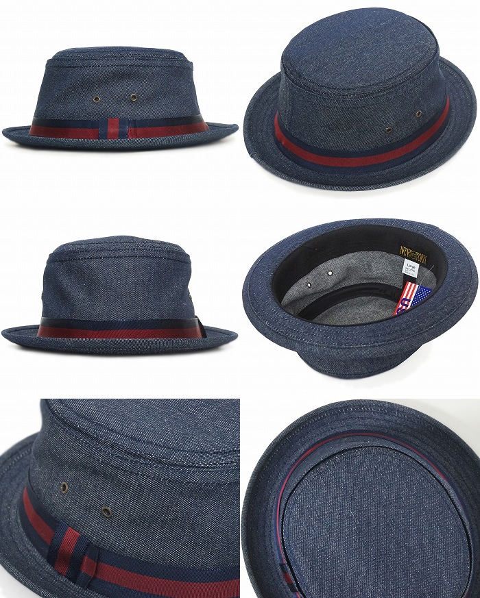 送料無料　NEW YORK HAT　ニューヨークハット　3037 Denim Fisherman　デニム　フィッシャーマン　ブルー-冠屋