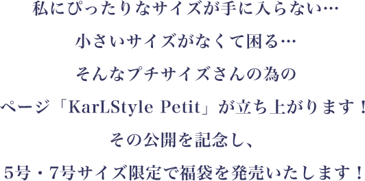 ��ˤԤä���ʥ��������������ʤ��ľ��������������ʤ��ƺ���Ĥ���ʥץ�����������ΰ٤Υڡ�����KarLStyle Petit�פ�Ω���夬��ޤ������θ�����ǰ����5�桦7�極���������ʡ�ޤ�ȯ�䤤�����ޤ���