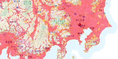 docomoのサービスエリアマップ