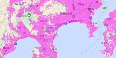 WiMAXのサービスエリアマップ