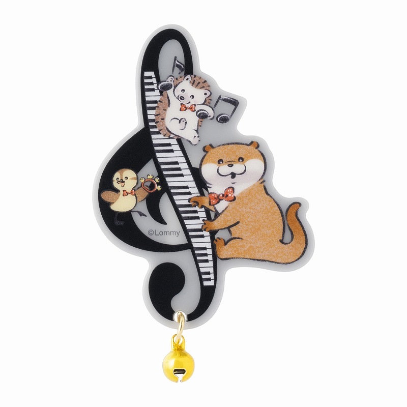 可愛い嘘のカワウソ ぬんぬんレコード 鈴付きアクリルバッジ(音符と