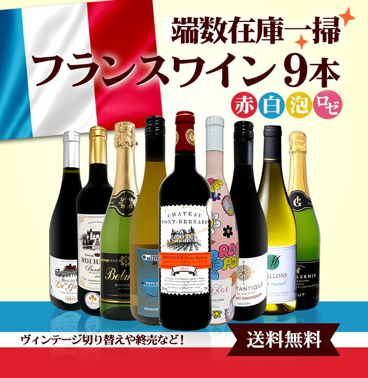 送料無料】端数在庫一掃☆フランスワイン9本セット!! | ワインセット