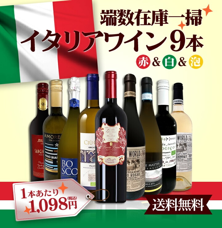 送料無料☆100セット限り】端数在庫一掃☆イタリアワイン9本セット