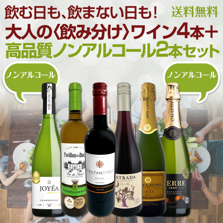 送料無料】飲む日も、飲まない日も！大人の〈飲み分け〉ワイン4本＋高
