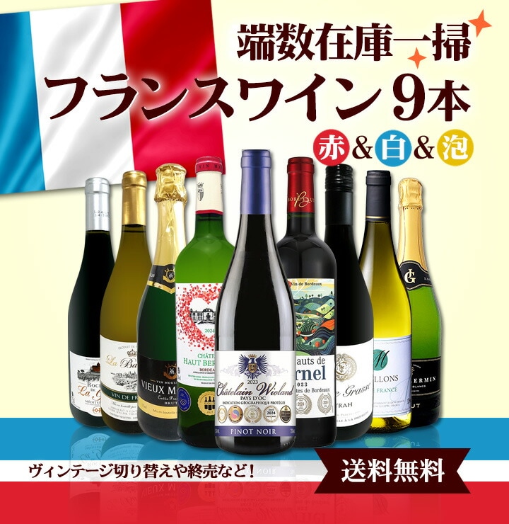 送料無料☆80セット限り】端数在庫一掃☆フランスワイン9本セット