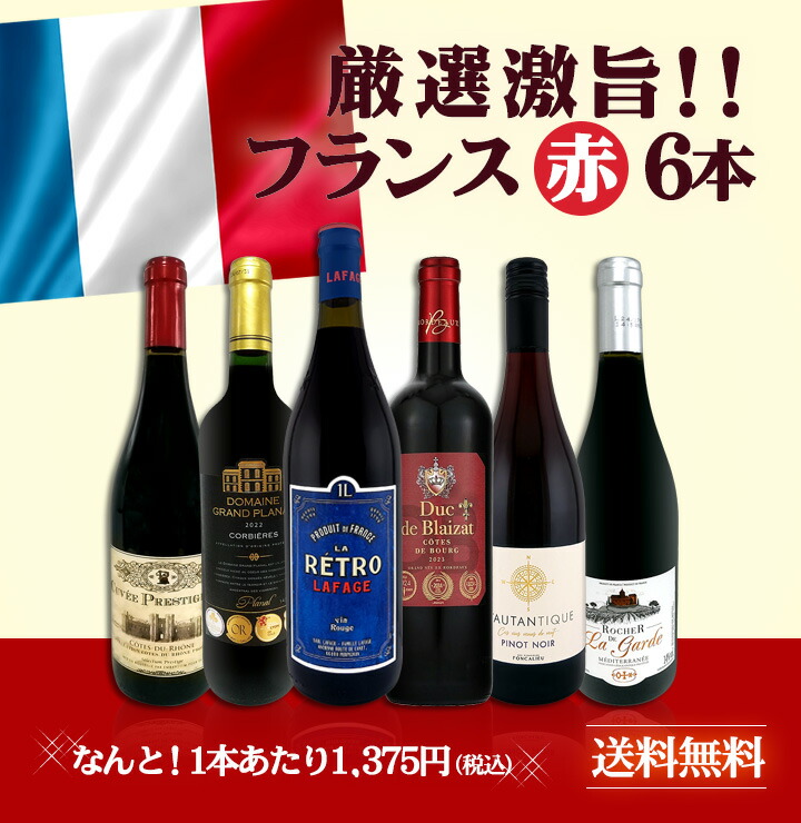 送料無料】≪やっぱりフランスワインが好き!!≫厳選激旨赤ワイン6本