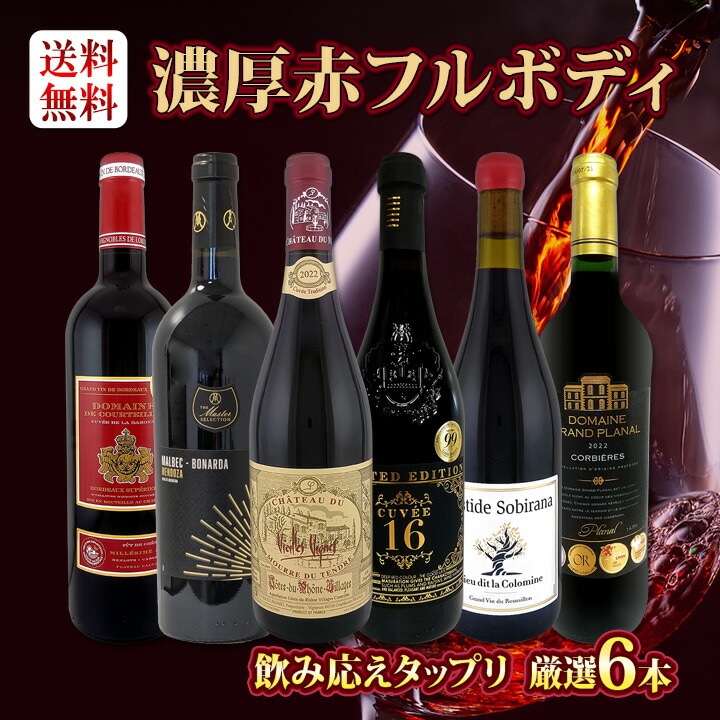 送料無料】第59弾！≪濃厚赤ワイン好き必見!≫大満足のフルボディ6本