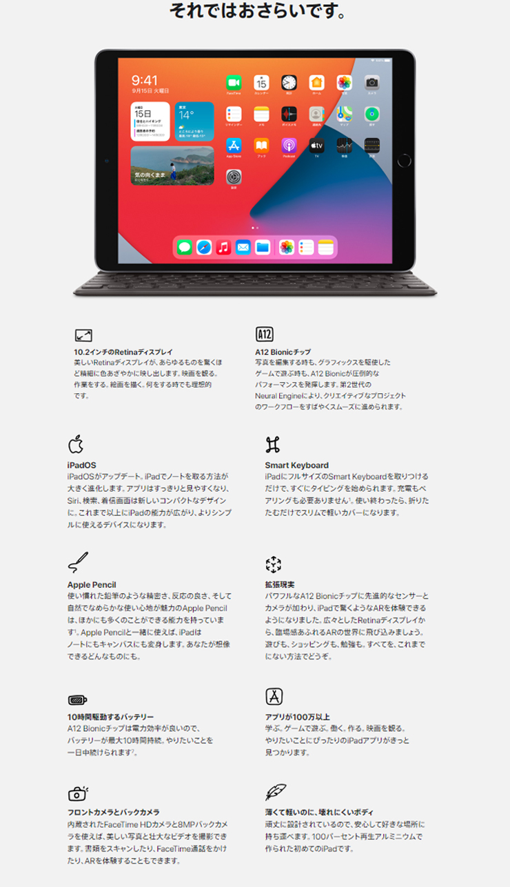 2020年秋モデル Apple iPad 10.2インチ 第8世代 (8th Generation ) Wi ...