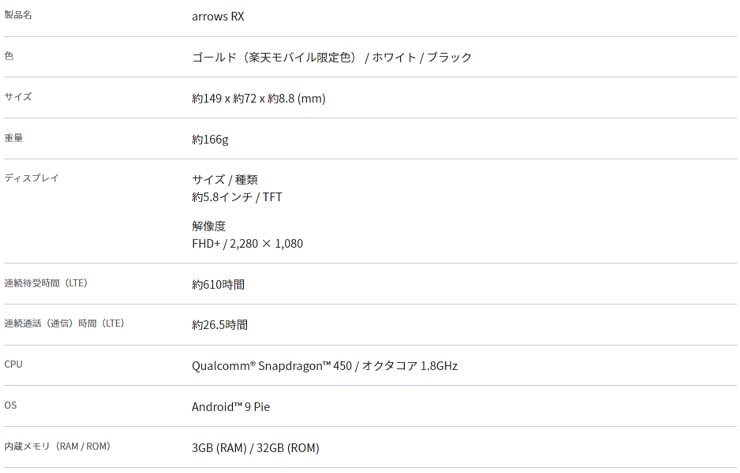 FUJITSU arrows RX white ホワイト[fujitsu]
